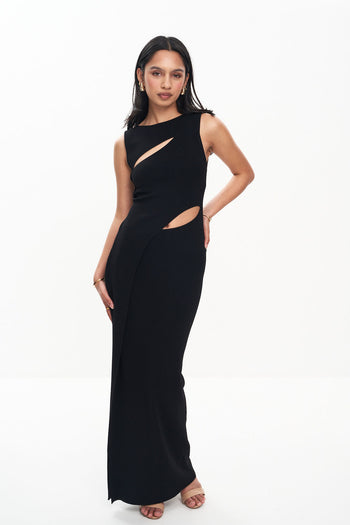 NADJA CUT OUT MAXI DRESS (BLACK)