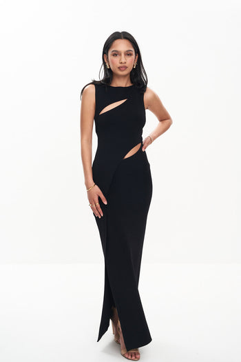 NADJA CUT OUT MAXI DRESS (BLACK)