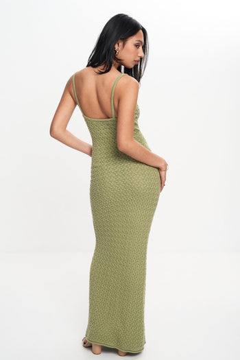 EFFIE KNIT KEY MAXI DRESS (SAGE)