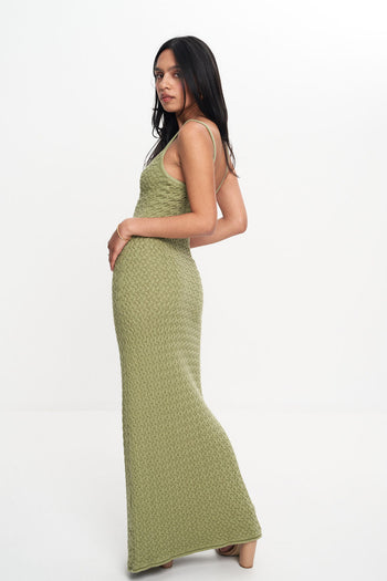 EFFIE KNIT KEY MAXI DRESS (SAGE)