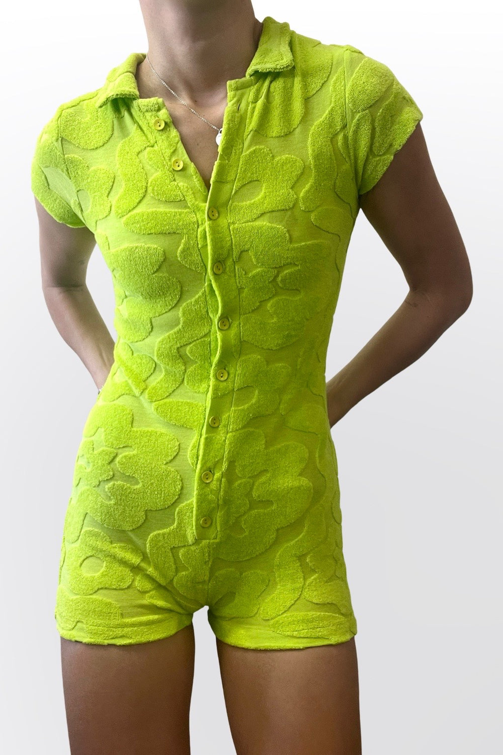 TOWELLING PLAYSUIT (LIME)