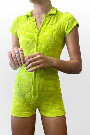 TOWELLING PLAYSUIT (LIME)