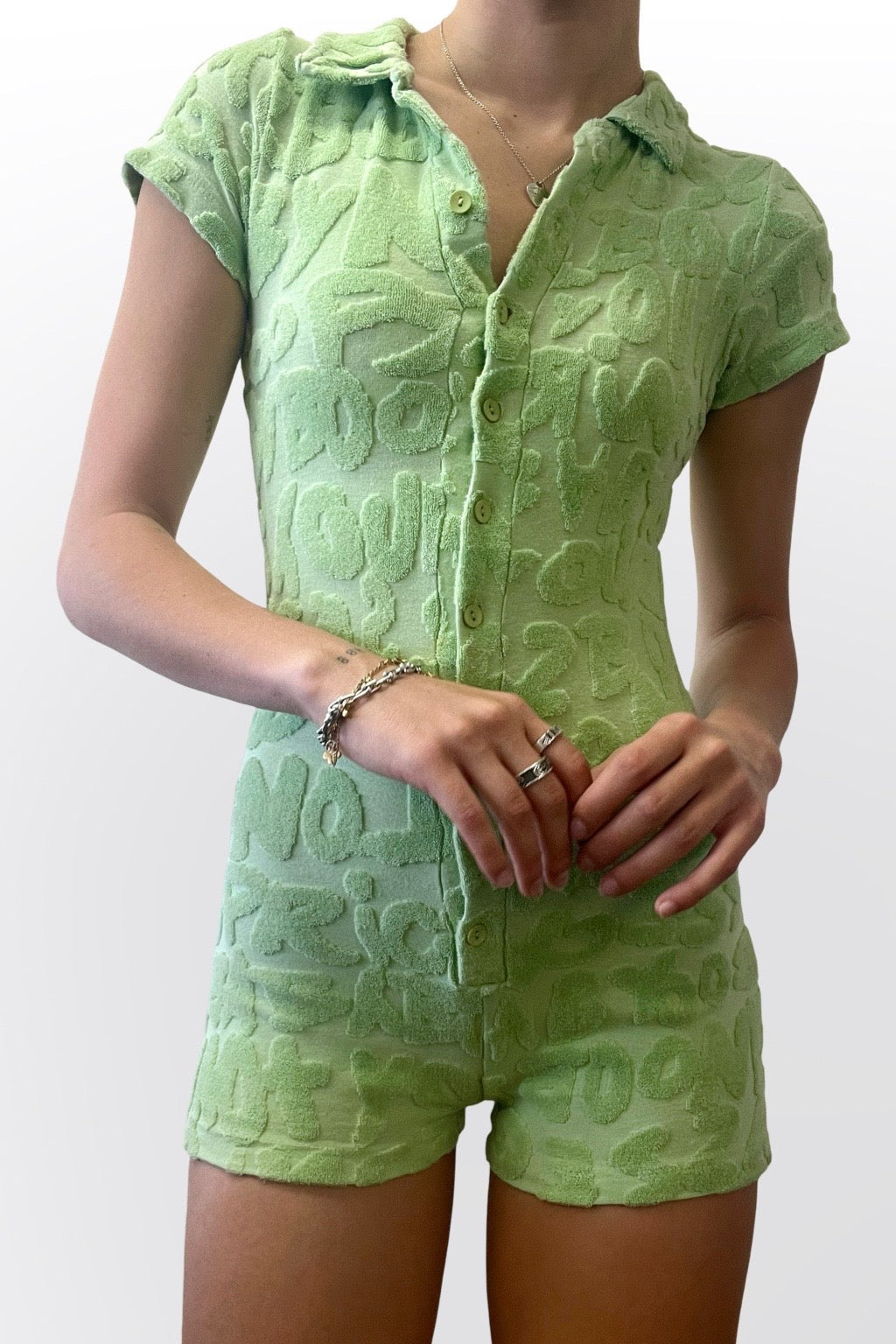 TOWELLING PLAYSUIT (PISTACHIO)