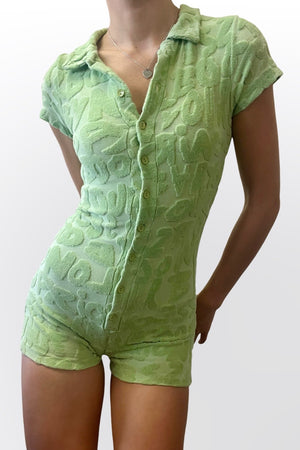 TOWELLING PLAYSUIT (PISTACHIO)