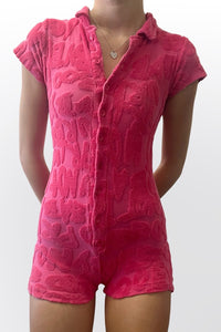 TOWELLING PLAYSUIT (PINK)