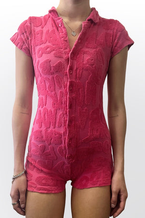 TOWELLING PLAYSUIT (PINK)