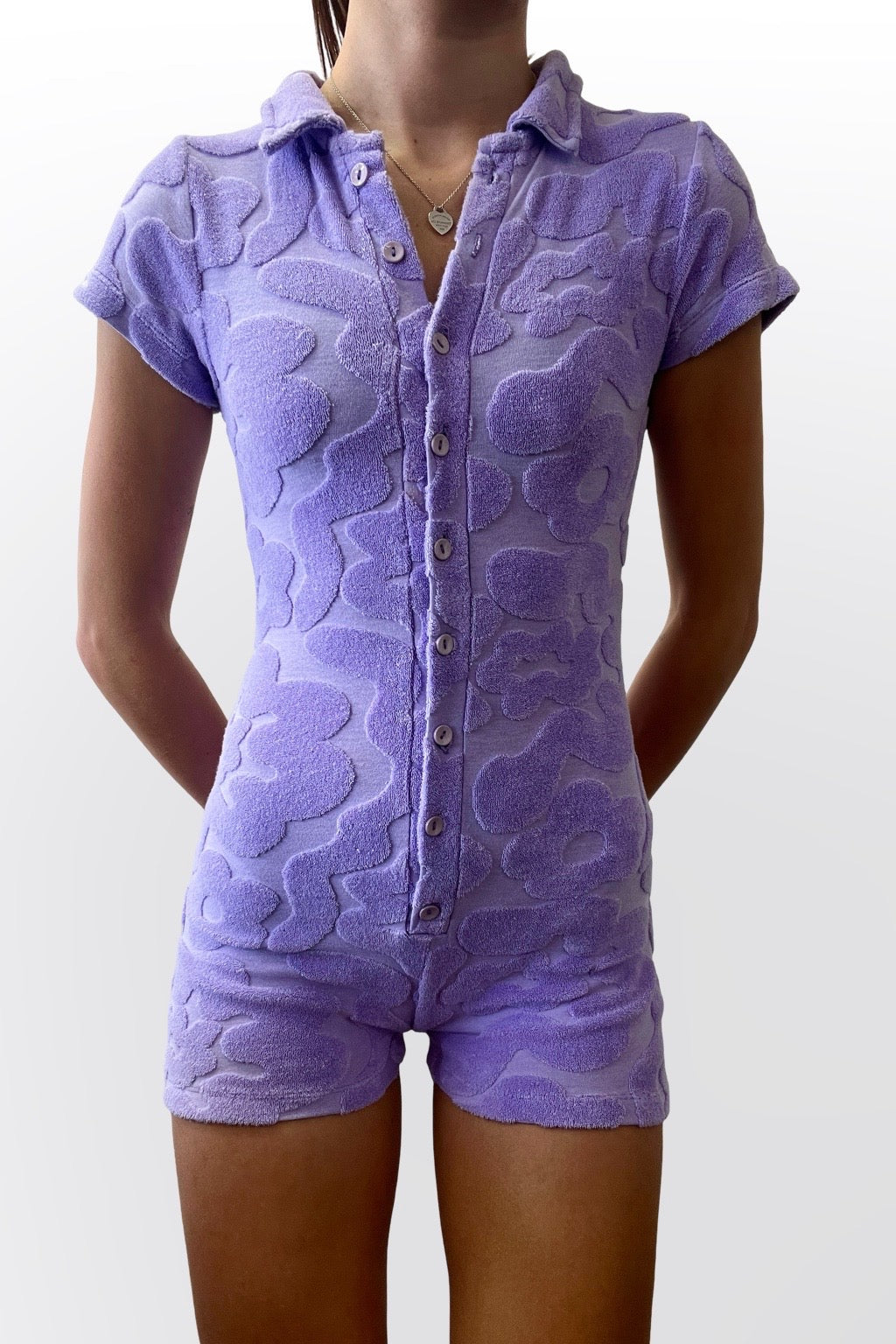 TOWELLING PLAYSUIT (LILAC)