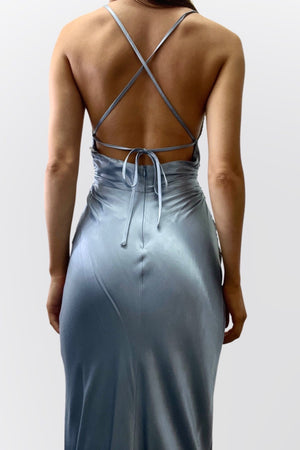 la lune lace back maxi dress blue smoke LA LUNE LACE BACK MAXI (BLUE SMOKE) Thread Rentals