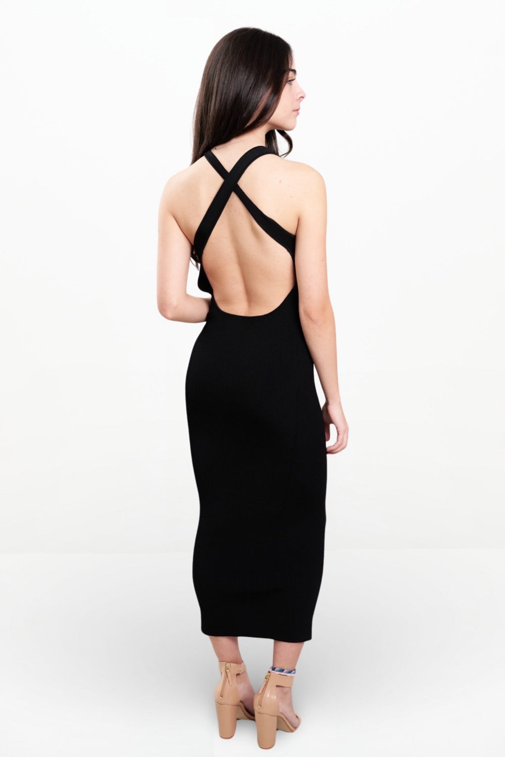 MARCELLE OPEN BACK MIDI DRESS (BLACK) Thread Rentals MARCELLE OPEN BACK MIDI DRESS (BLACK) Thread Rentals