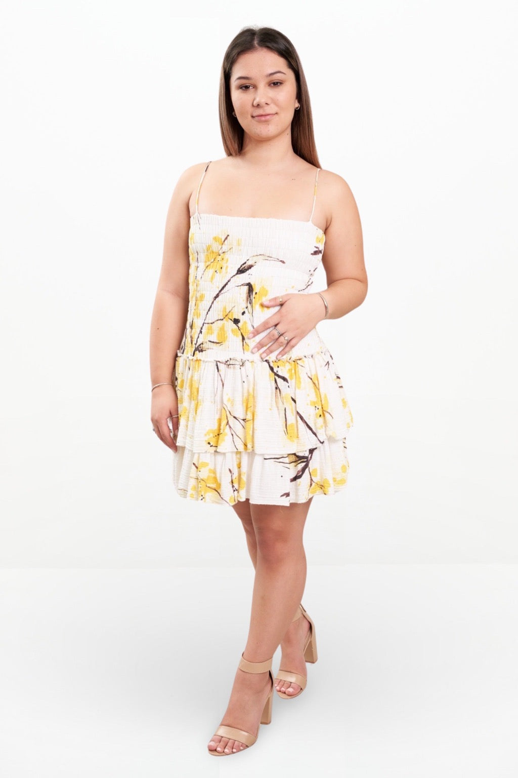 MIMOSA SHIRRED MINI DRESS