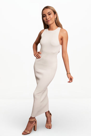 marcelle open back dress MARCELLE OPEN BACK MIDI DRESS (IVORY) Thread Rentals