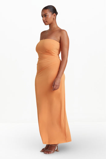 MYLA STRAPLESS DRESS (SPICED ORANGE)