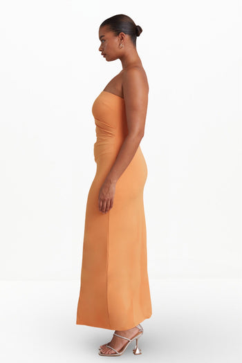 MYLA STRAPLESS DRESS (SPICED ORANGE)