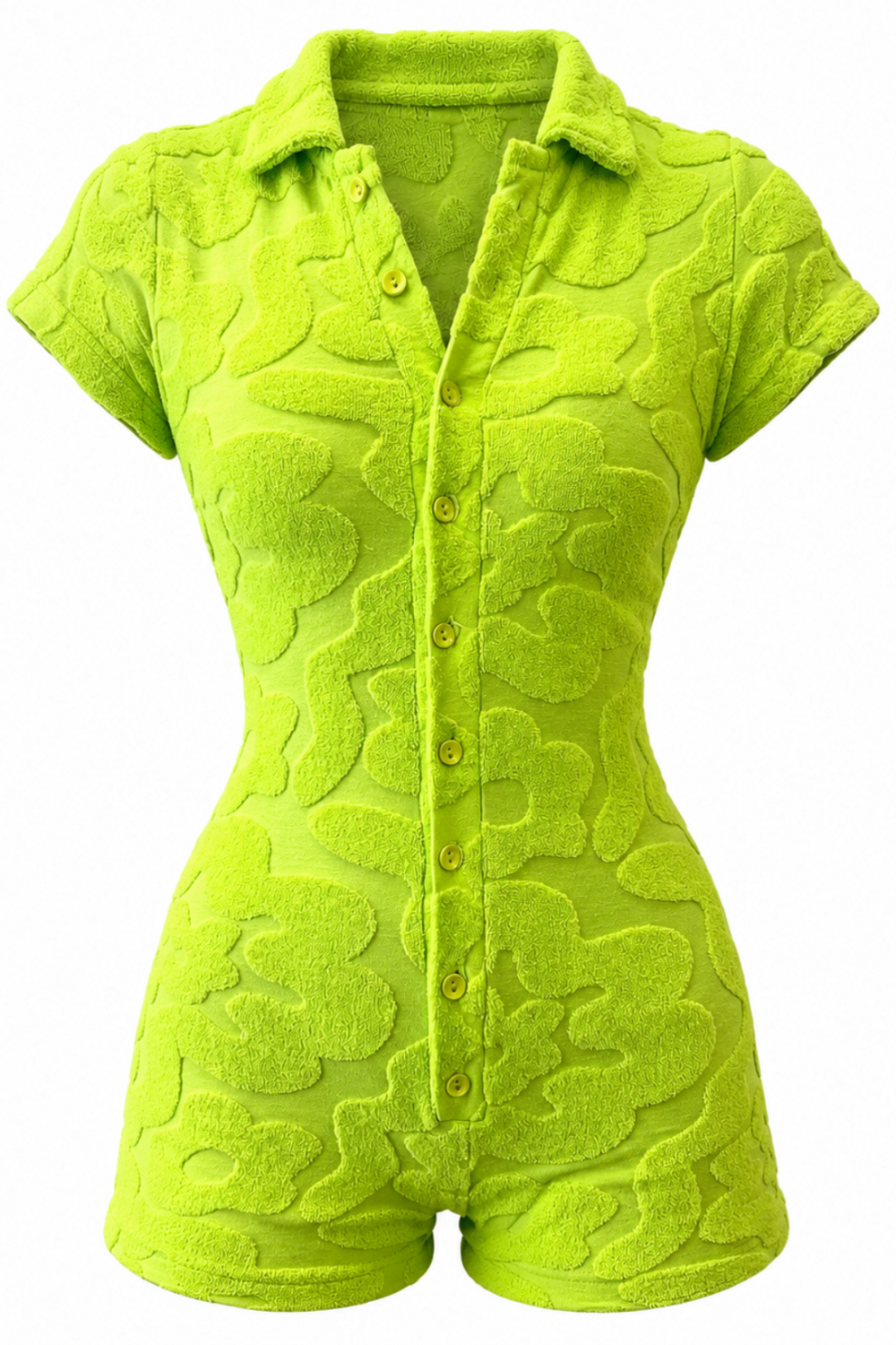 TOWELLING PLAYSUIT (LIME)