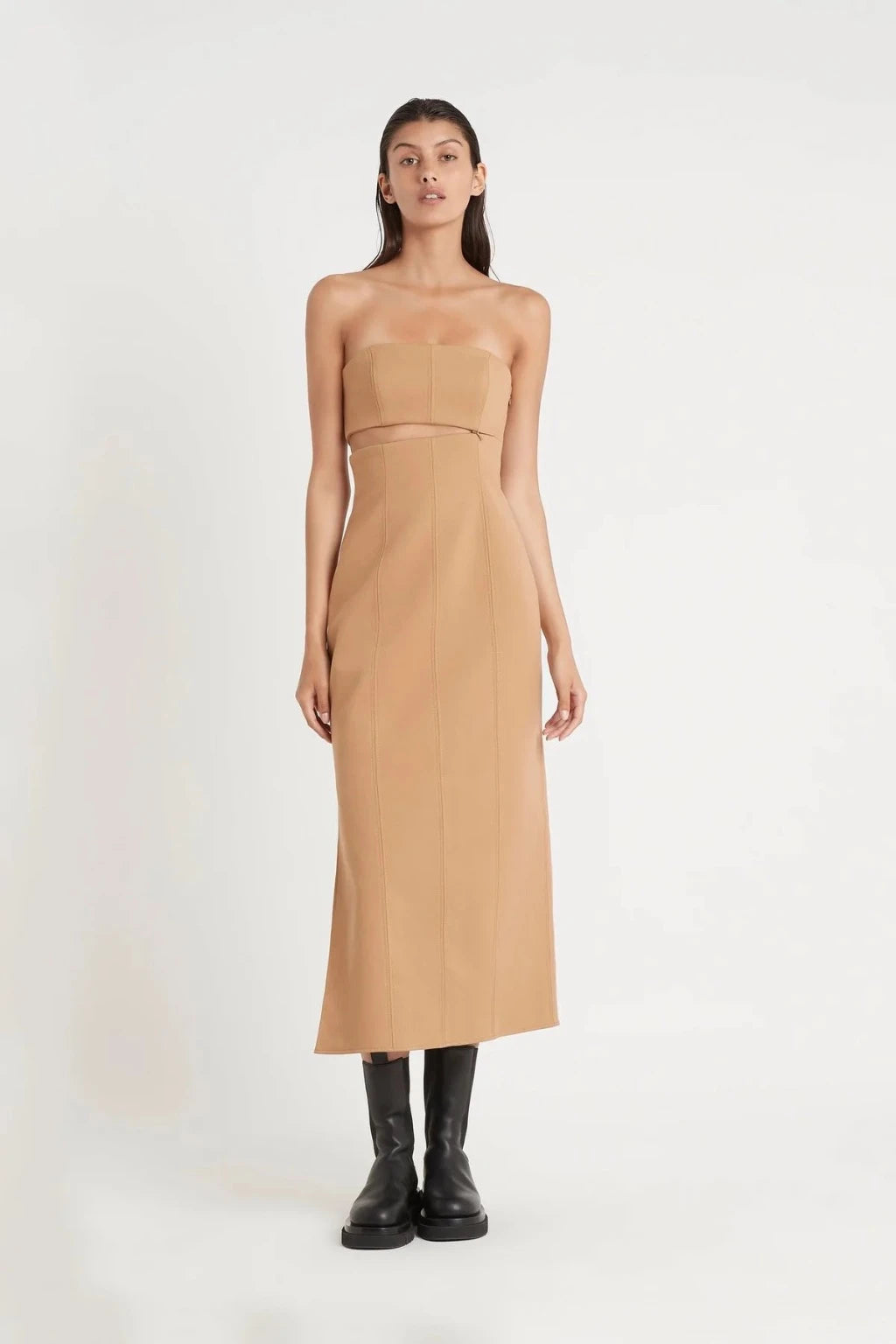 ANDRE STRAPLESS MIDI DRESS