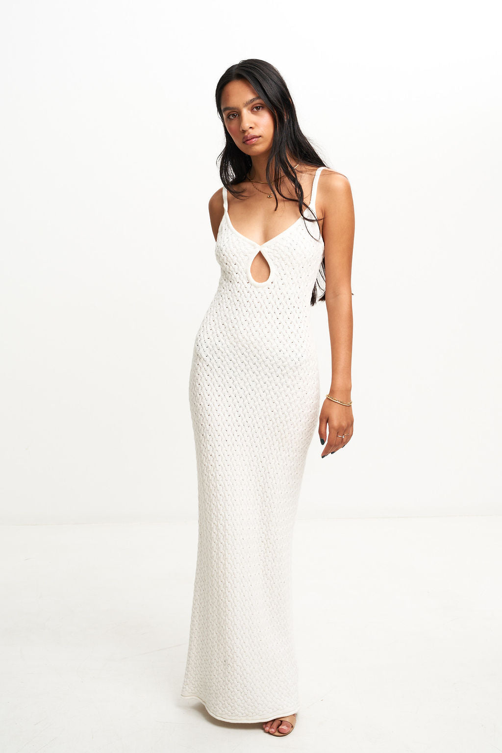EFFIE KNIT KEY MAXI DRESS (IVORY) Thread Rentals EFFIE KNIT KEY MAXI DRESS (IVORY) Thread Rentals