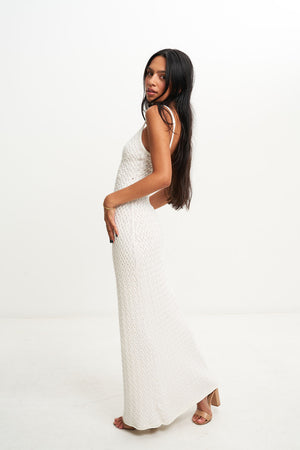 EFFIE KNIT KEY MAXI DRESS (IVORY) Thread Rentals EFFIE KNIT KEY MAXI DRESS (IVORY) Thread Rentals