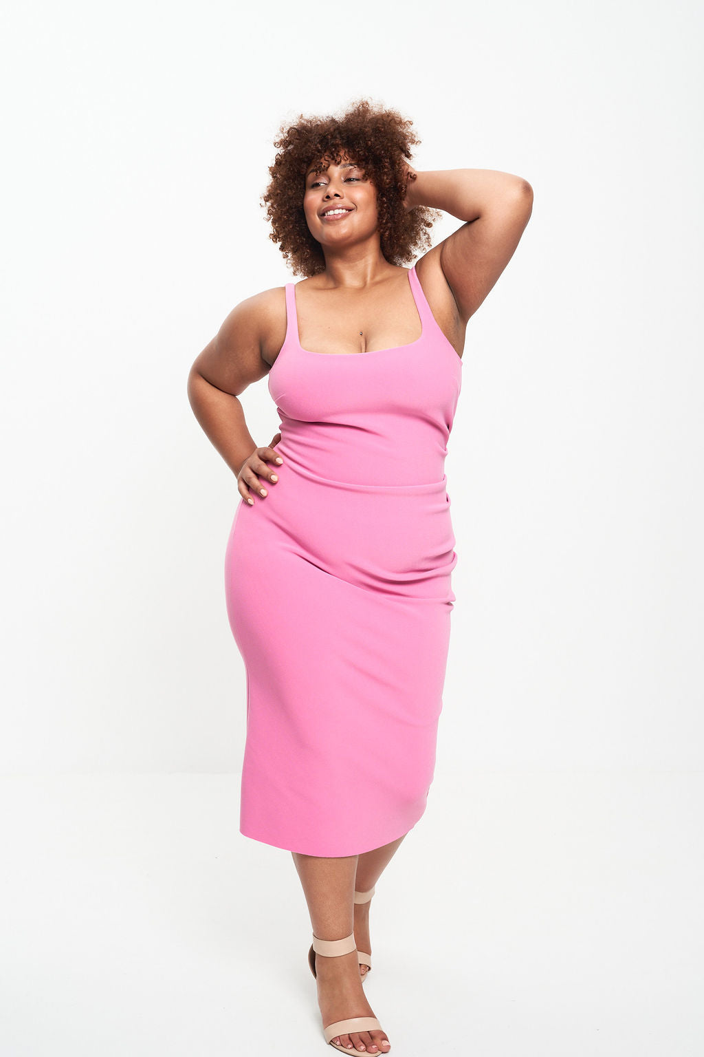 KARINA TUCK MIDI DRESS (PINK)