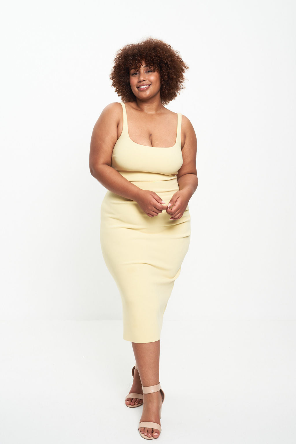KARINA TUCK MIDI DRESS (LEMON)