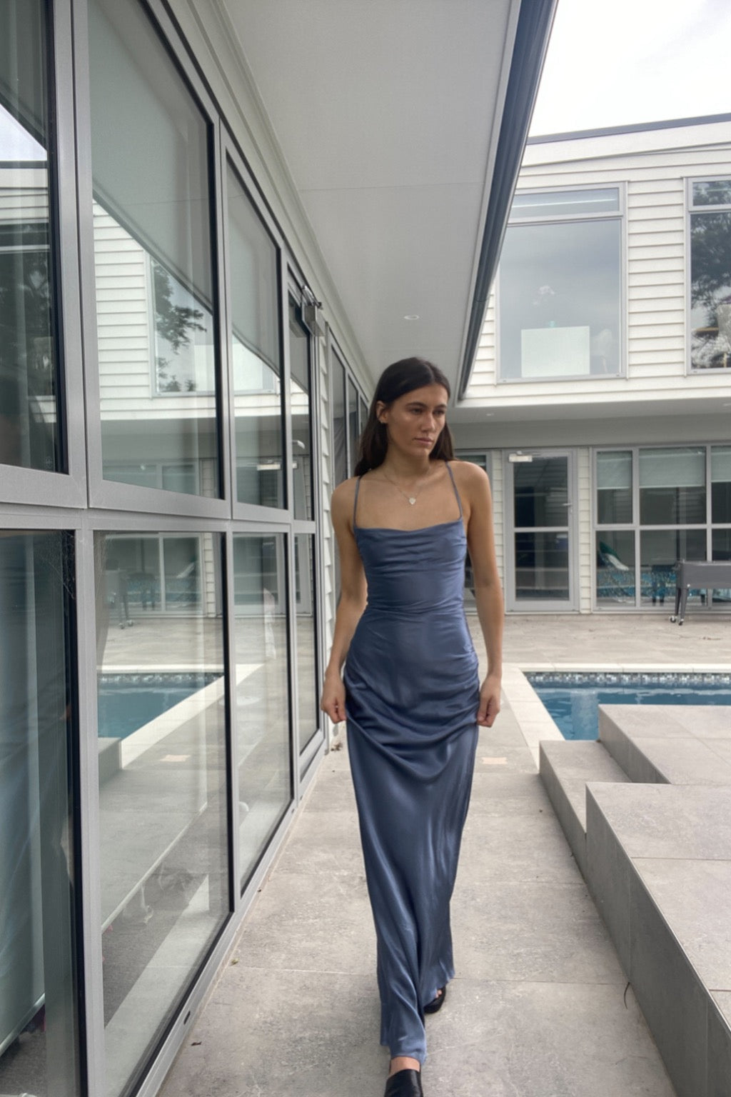 LA LUNE LACE BACK MAXI (BLUE SMOKE) Thread Rentals LA LUNE LACE BACK MAXI (BLUE SMOKE) Thread Rentals
