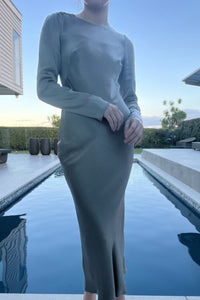 JOAN L/S BIAS MIDI DRESS