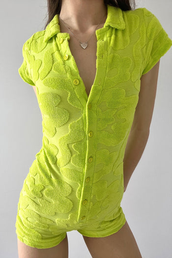 TOWELLING PLAYSUIT (LIME)