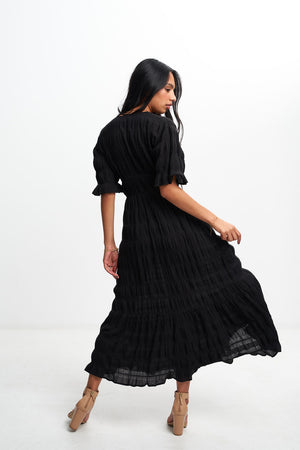 MIRELLA V-NECK DRESS (BLACK)