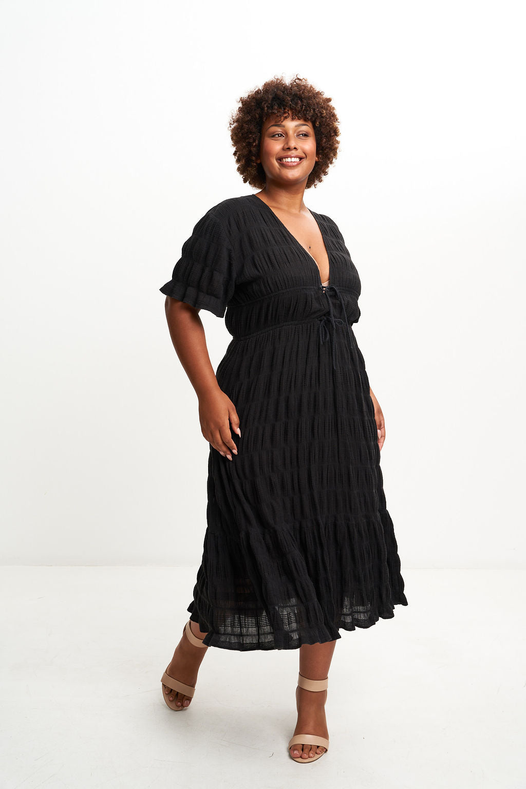 MIRELLA V-NECK DRESS (BLACK)