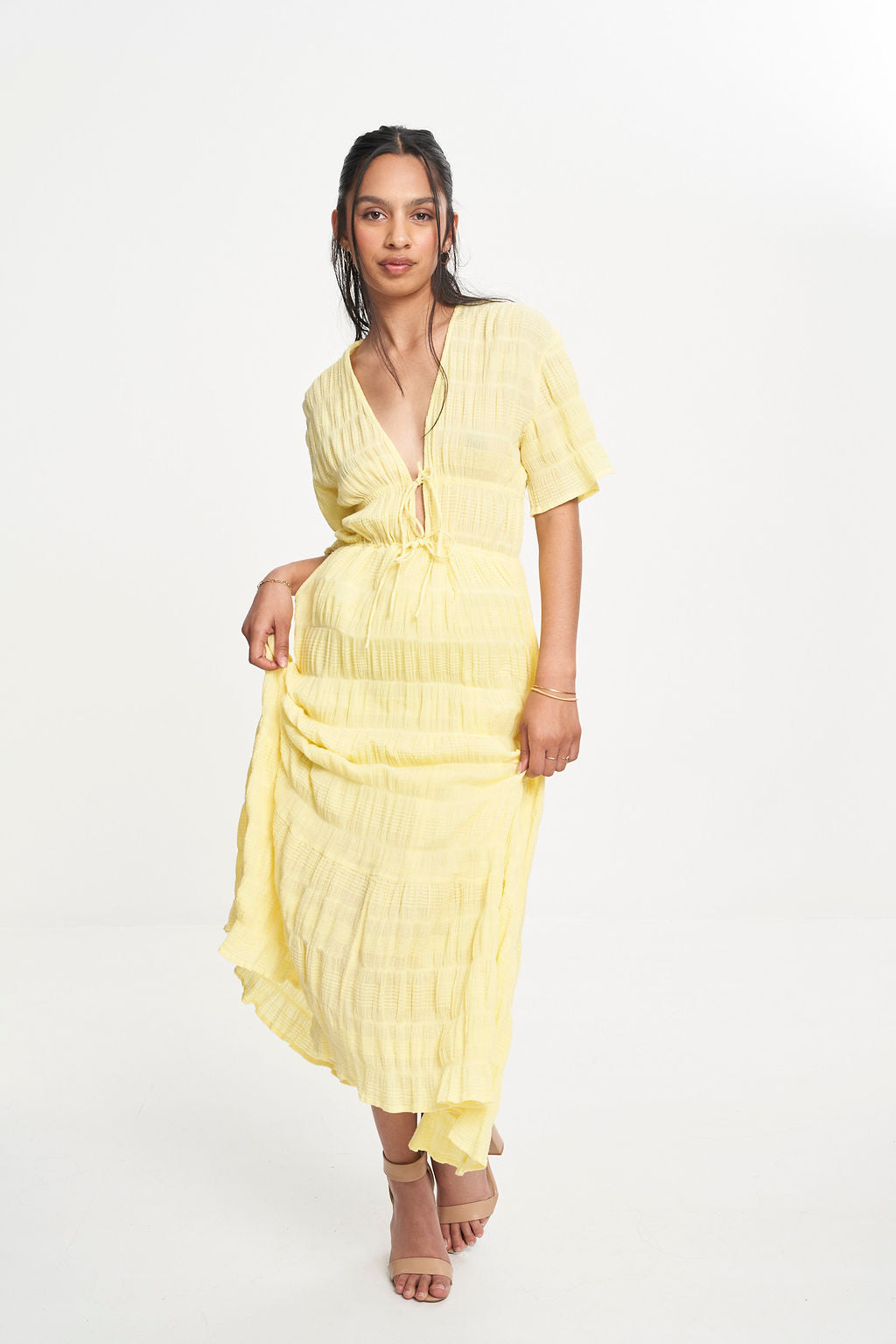MIRELLA V-NECK DRESS (LEMON)