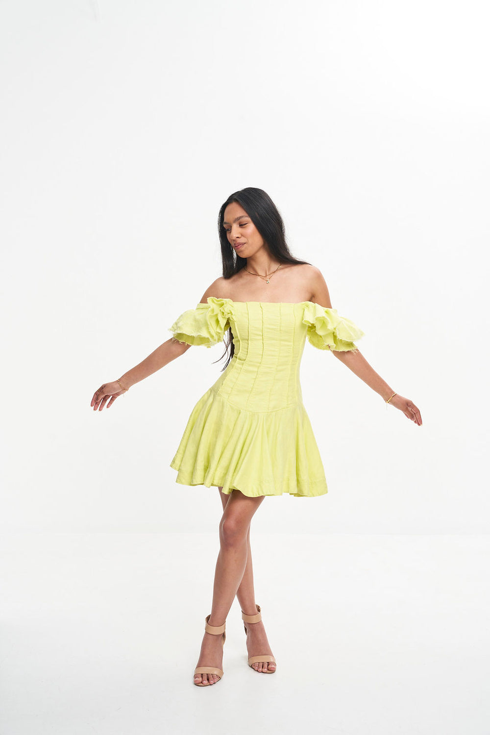 aje breathless frill sleeve mini dress Aje